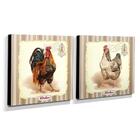 Kit 2 Quadros Cozinha Vintage Galo E Galinha Canvas 30x30cm-c