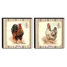 Kit 2 Quadros Cozinha Vintage Galo E Galinha Canvas 30x30cm-c