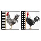 Kit 2 Quadros Cozinha Vintage Galo Galinha Canvas 30x30cm-coz