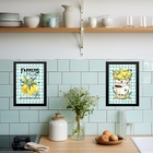 Kit 2 Quadros Cozinha Vintage - Limões 45x34cm - Com Vidro Mo