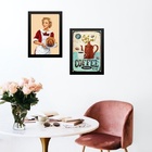 Kit 2 Quadros Cozinha Vintage Pin Up 45x34cm Moldura:madeira