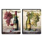 Kit 2 Quadros Cozinha Vintage Vinho Uva Canvas 40x30cm-coz30