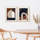Kit 2 Quadros De Decorativos Formas Abstrato Estilo Boho