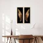 Kit 2 Quadros Decoração Asas Anjo Dourado Moderno Quarto