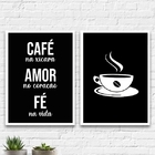 Kit 2 Quadros Decoração Cantinho Do Café 45x34cm - Com Vidro