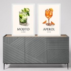 Kit 2 Quadros Decoração De Bar - Coquetéis 45x34cm - Com Vidr