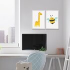 Kit 2 Quadros Decoração Quarto Infantil Animais Coloridos Mol