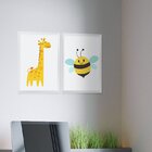 Kit 2 Quadros Decoração Quarto Infantil Animais Coloridos Mol