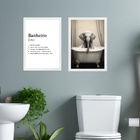 Kit 2 Quadros Decorar Banheiro - Elefantinho 24x18cm - Com Vi