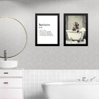 Kit 2 Quadros Decorar Banheiro - Macaquinho 24x18cm Moldura B