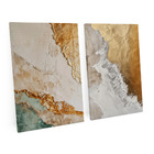 Kit 2 Quadros Decorativo Abstrato Ouro E Areia Sofisticado Pa