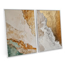 Kit 2 Quadros Decorativo Abstrato Ouro E Areia Sofisticado Pa