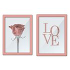Kit 2 Quadros Decorativo Com Moldura Metal Rose Gold