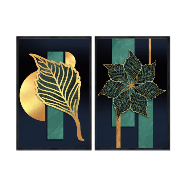 Kit 2 Quadros Decorativos 40x60cm Canvas Abstrato Flores E Fo