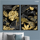 Kit 2 Quadros Decorativos 40x60cm Canvas Flores Douradas Flnt