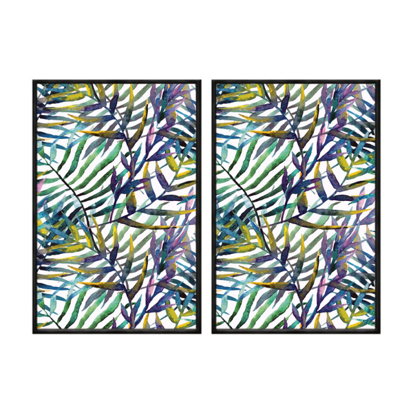Kit 2 Quadros Decorativos 40x60cm Canvas Folhas Exoticas Em A