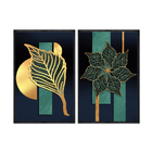 Kit 2 Quadros Decorativos 40x60cm Vidro Abstrato Flores E Fol