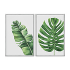 Kit 2 Quadros Decorativos 40x60cm Vidro Aquarela Folhas Tropi