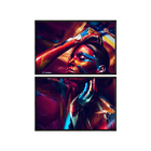 Kit 2 Quadros Decorativos 40x60cm Vidro Mulher Com Pintura No