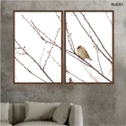 Kit 2 Quadros Decorativos  40x60cm Vidro Passaro Sobre Galhos