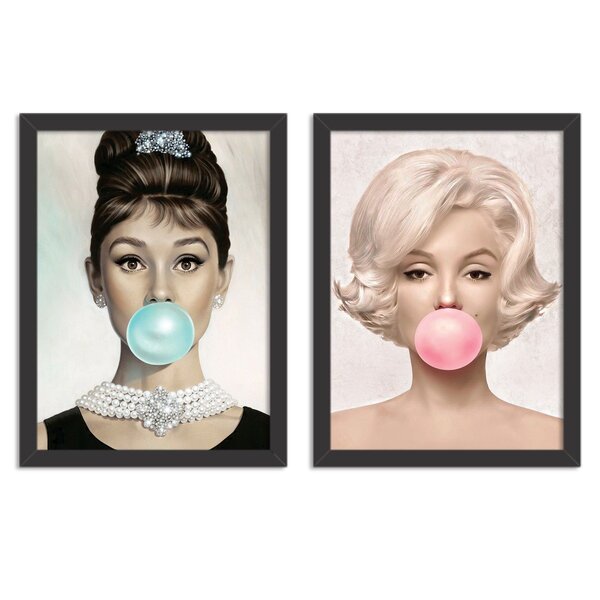 Kit 2 Quadros Decorativos  Audrey Hepburn E Marilyn Monroe