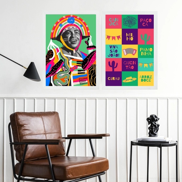 Kit 2 Quadros Decorativos  Festa Junina - Arraiá 24x18cm Mold