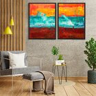 Kit 2 Quadros Decorativos Abstrato Colorido