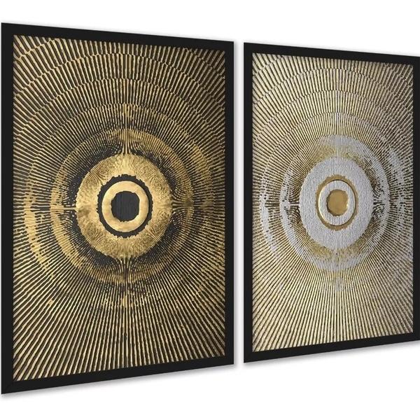 Kit 2 Quadros Decorativos Abstratos Hachura 33x24cm Moldura B