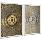 Kit 2 Quadros Decorativos Abstratos Hachura 33x24cm Moldura P