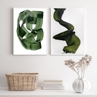 Kit 2 Quadros Decorativos Abstratos Sala Verde Escuro 24x18cm