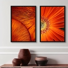 Kit 2 Quadros Decorativos Abstratos Texturas Laranjas 45x34cm