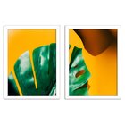 Kit 2 Quadros Decorativos Amarelos Costela De Adão