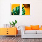 Kit 2 Quadros Decorativos Amarelos Costela De Adão