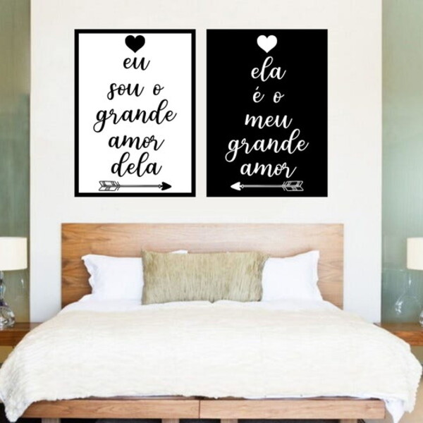 Kit 2 Quadros Decorativos Amor Um Do Outro 45x34cm - Moldura