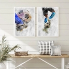Kit 2 Quadros Decorativos Aquarela Futebol 33x24cm - Com Vidr
