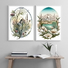 Kit 2 Quadros Decorativos Aquarelas Muçulmanas 45x34cm Moldur