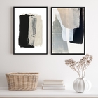 Kit 2 Quadros Decorativos Arte Abstrata- Preto Cinza E Bege 4