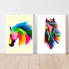 Kit 2 Quadros Decorativos Arte Cavalos Coloridos 33x24cm - Co