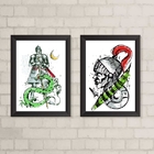 Kit 2 Quadros Decorativos Arte São jorge 24x18cm Moldura:made