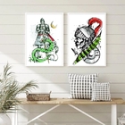 Kit 2 Quadros Decorativos Arte São jorge 45x34cm - Com Vidro