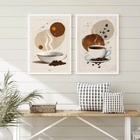 Kit 2 Quadros Decorativos Artes Cafés 24x18cm - Com Vidro Mol
