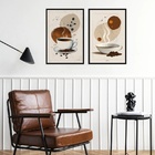 Kit 2 Quadros Decorativos Artes Cafés 33x24cm Moldura Preta