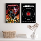 Kit 2 Quadros Decorativos Bandas De Rock metal 45x34cm - Com