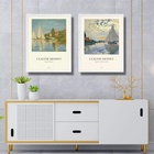 Kit 2 Quadros Decorativos Barcos De Monet 45x34cm - Com Vidro