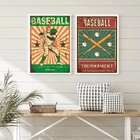 Kit 2 Quadros Decorativos Baseball Retrô 33x24cm Moldura:made