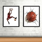 Kit 2 Quadros Decorativos Basquete Tridimensional 45x34cm Mol