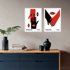 Kit 2 Quadros Decorativos Bauhaus - Mãos Dadas 24x18cm - Com