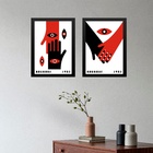 Kit 2 Quadros Decorativos Bauhaus - Mãos Dadas 33x24cm - Com