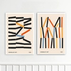 Kit 2 Quadros Decorativos Bauhaus Minimalista 24x18cm - Com V