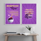 Kit 2 Quadros Decorativos Benefícios Do Açaí 33x24cm Moldura: